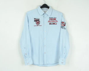 CAMP DAVID Camicia Uomo Muscle Fit Manica Lunga In Cotone Casual Button Up Blu - Bild 1 von 9