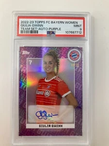 TOPPS FC BAYERN WOMEN 22/23 GIULIA GWINN BAYERN MUNICH AUTO-PURPLE 14/25. PSA 9 - Picture 1 of 2