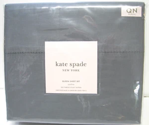 Kate Spade 4-teiliges Baumwollsatin Lakenset Weston Hohlsaum anthrazitgrau Queen - Bild 1 von 1