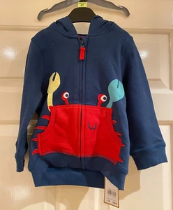 Mothercare Baby Boys Crab Sea Printed Cute Hoodie Jacket - Size 12-18 Months - Picture 1 of 8