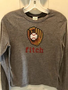 Boy's Abercrombie & Fitch Kids Gray Baseball Logo Shirt L Large - Picture 1 of 3