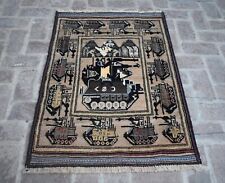 3x5 Ft Handmade Vintage Afghan Soviet War Rug Persian Tribal Baluchi Wool Carpet