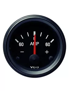 VDO Cockpit Vision 12 Volt AMMETER internal shunt 52mm 60 amp gauge 190077007 - Picture 1 of 2