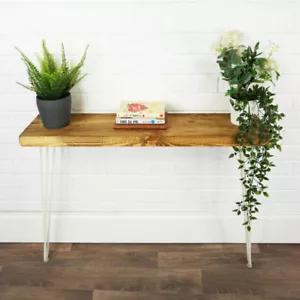 Coffee Side Table Console Solid Wood Furniture White Hairpin Legs 24cm x 4.4cm - Picture 1 of 6