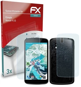 atFoliX 3x Screen Protector for Google Nexus 4 LG Protective Film clear&flexible - Picture 1 of 6
