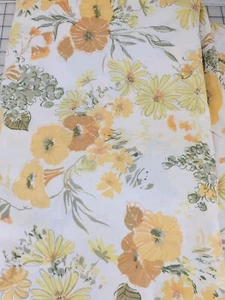 vintage MCM brown yellow petunia floral flowers Full size Flat sheet 100x73" euc - Picture 1 of 5