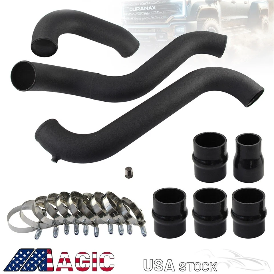Black Intercooler Pipe &Boot Kit For GMC CHEVY 6.6 6.6L  V8 LML Duramax 11-16 - Image 1 of 4