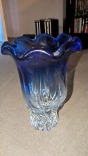 Cobalt Blue  Ruffle Top Shannon Crystal Design 13” Vase, made in Poland