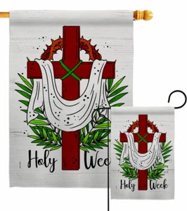Bandiera da giardino Settimana Santa fede religiosa decorativa piccolo regalo cortile casa striscione - Foto 1 di 17