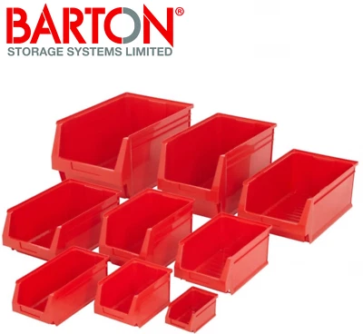 Red Plastic Parts Lin Bins - S - XL Component Storage Boxes Picking Bin Workshop - Image 1 of 4