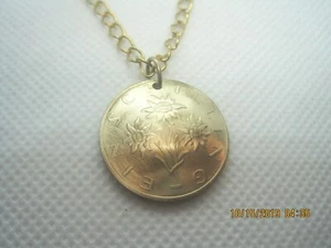 Collana con moneta Edelweiss austriaca dorata - bella cupola! - Foto 1 di 5
