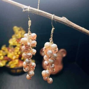 Freshwater pearl beads Earrings Grapes Cluster eardrop Anniversary Everyday - Picture 1 of 6