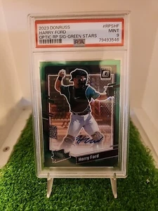 2023 HARRY FORD Donruss Optic RP SIG GREEN #3/15 Auto PSA 9 RC - Picture 1 of 2