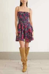 Isabel Marant Etoile Women's Anka Floral Printed Cotton Smocked Mini Dress L 38 - Picture 1 of 23