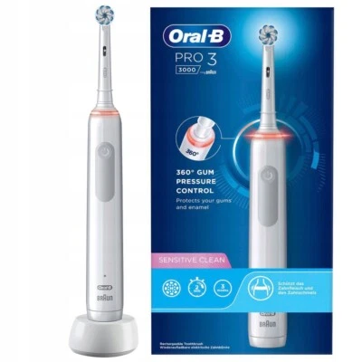 ORAL-B NEUF Brosse à dents électrique Oral B Pro 3 3000 Sensitive Clean blanche minu...