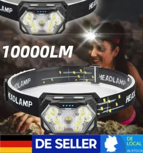 LED Stirnlampe Super Hell USB Akku Wiederaufladbare Kopflampe mit 6 Lichtmodi DE - Bild 1 von 10