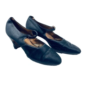 Antique Victorian Silk Satin Woman's MaryJane Style Heeled Shoes by Hudson's - Picture 1 of 11