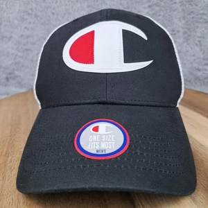 Champion Mütze Cap Snap Back schwarz weiß Mesh Trucker Logo Herren - Bild 1 von 8
