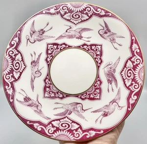 2 Brownfield & Son(s) 9.5” Cranberry Dinner Plate Flying Cranes 1878 Gold Gilt - Picture 1 of 24