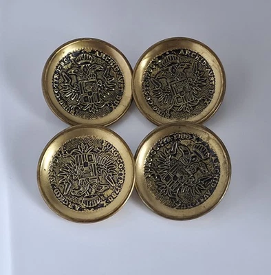 Vintage Coin Style Shank Button  "ARCHID AVST DUX BURG CO TYR 1780 X" Script 4pc - Image 1 of 4