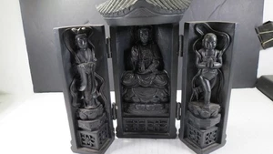 DE COLECCIÓN PORTÁTIL DETALLADO 3 PANELES TALLADO TRÍPTICO SANTO PLEGABLE SANTUARIO BUDISTA - Imagen 1 de 8