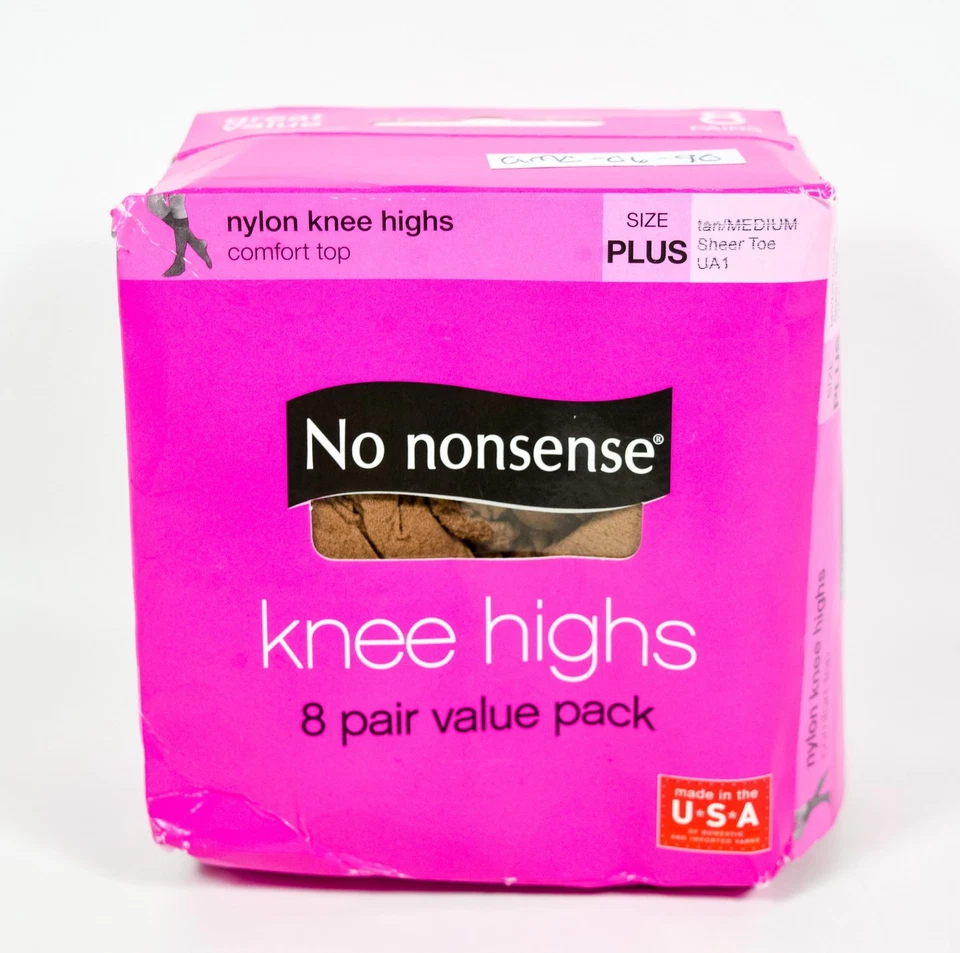 No Nonsense Knee Highs Sheer Toe Medium Plus Tan 2 Pack’s of 8 Ua1
