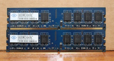 2GB (1GBx2) Nanya NT1GT64U8HB0BY-3C PC2-5300U DDR2-667MHz DIMM RAM Memory Module - Image 1 of 3