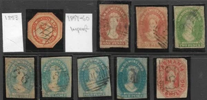 TASMANIA. 1853-60. A Selection of 9 Imperf Issues. Very Mixed Condition. - Picture 1 of 2