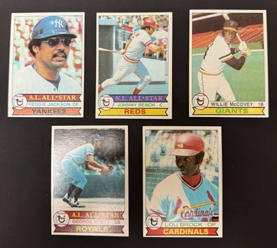 Lote 1979 Topps Reggie Jackson Johnny Bench Willie McCovey George Brett Lou Brock Foto 1 de 4