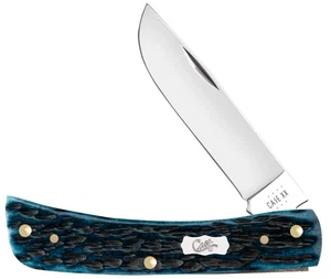 Case xx Sodbuster Jr 51854 coltello da tasca tascabile in osso blu mediterraneo indossato - Foto 1 di 4