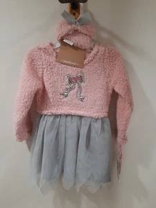 Neu Junge Herzen 2-teiliges Set mit Stirnband silber Sequenz Schleife 24m Monate rosa  - Bild 1 von 6