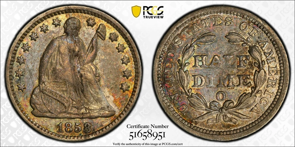 1858 O Liberty Seated Half Dime PCGS XF-45 - Image 1 of 1