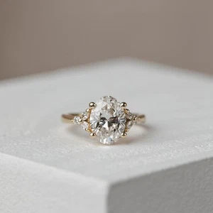 2.60 Ct Oval Cut Moissanite Ring 14k Yellow Gold Over - Picture 1 of 5