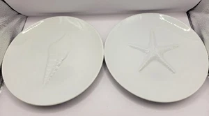 Set Of 2 White Ceramic Raised Seashell 7.5" Plates Loveramics Brand - Picture 1 of 9