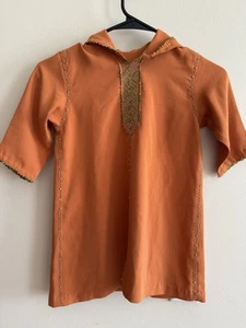 Moroccan Girl orange Hoodie Jalaba Party Holiday Dress Size 12-18 Months - Picture 1 of 12