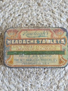 Antique Rawleigh's Headache Tablets Small Medicine Tin Art Nouveau / READ - Picture 1 of 11