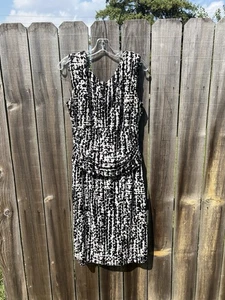 Nine West Contour Waist Fitted Padded Sleeveless Dress Black / White Size 14 - Picture 1 of 5