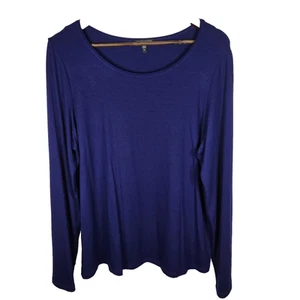 Camicetta Eileen Fisher blu manica lunga scollo a scoop donna XL - Foto 1 di 6