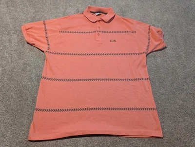 Vintage Le Tigre Polo Shirt Mens XL Pink Geometric Arrow Striped 70s 80s  - Image 1 of 4