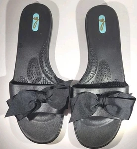 Oka b Okabashi Madison Slides Grosgrain Bow Women's size L (9.5-10.5) New [537] - Picture 1 of 11