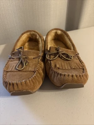 Mocasín L.L.Bean para mujer talla 9 pantuflas gamuza piel de oveja forrado cabaña de troncos acogedor Foto 1 de 4