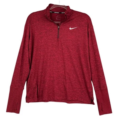 Nike Dri-FIT Running Top Red Long Sleeve Half Zip Thumb Holes Womens Medium - Image 1 of 4