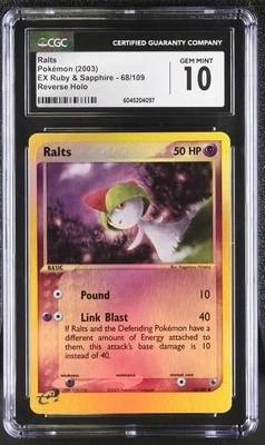 CGC 10 GEM MINT Ralts EX Ruby & Sapphire 68/109 Reverse Holo Pokemon Card - Image 1 of 2