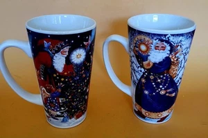 Christmas Latte Cups Featuring Vintage Santa & Winter Scenes 6" in Original Pack - Picture 1 of 5