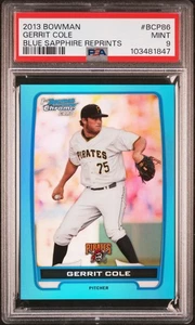 2013 Gerrit Cole Bowman cromo blu zaffiro ristampe #BCP86 PSA 9 Yankees - Foto 1 di 2