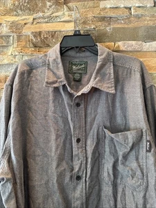 Woolrich Shirt Mens Xxl Button Up Flannel Work Gray Herringbone Soft - Picture 1 of 7