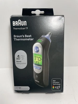 Braun ThermoScan 7 Ear Thermo Negro/Tecnología de Precisión Edad/Caja Abierta/Nuevo Foto 1 de 4