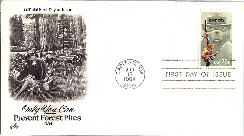 Smokey Bear "Only You Can Prevent Forest Fires" Sept 13 1984 Mail Cover FDC - Image 1 of 1