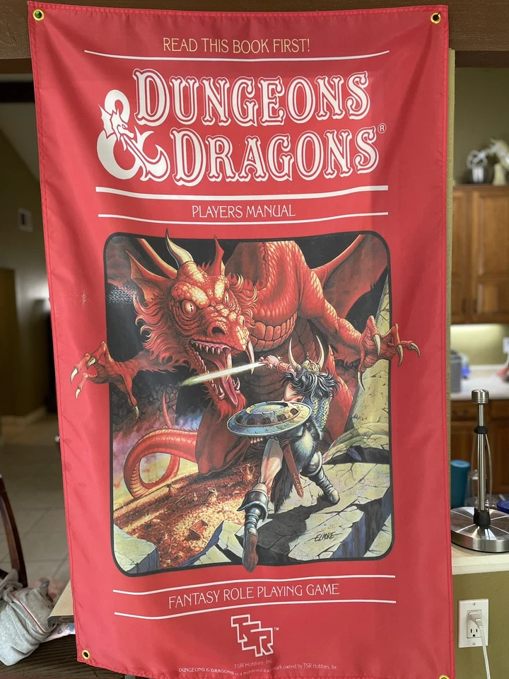 Manual de jugadores de mazmorras de D&D 5 pies bandera pancarta mazmorras y dragones TSR Foto 1 de 3