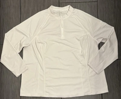 Top de rendimiento Lands’ End para mujer blanco 1/4 cremallera manga larga talla 2X largo Foto 1 de 4